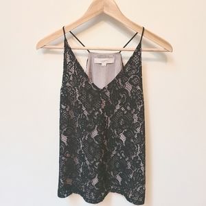 Loft Black Lace V-Neck Spaghetti Strap Tank Top XS